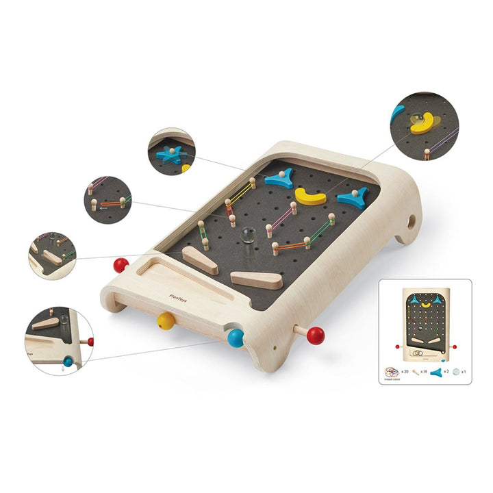 Side view of PlanToys - Wooden Pinball Game Set