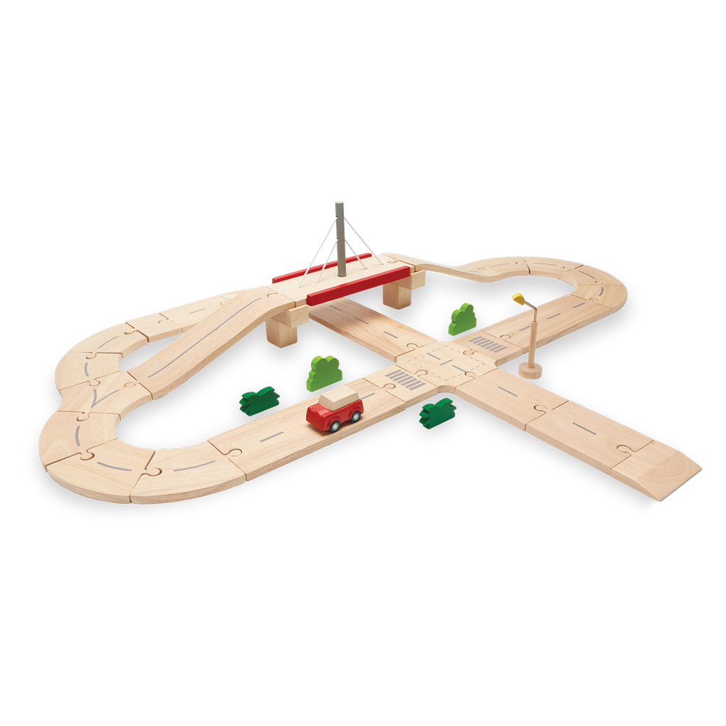 PlanToys - Wooden Road System Play Set