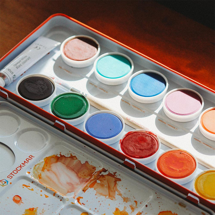 Close up of the Opaque Stockmar Watercolors