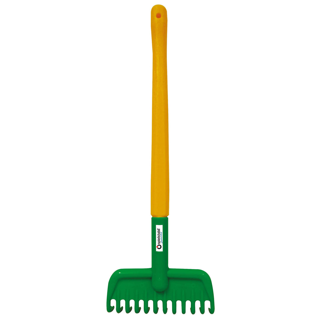 Spielstabil Long Handled Garden Rake with green rake and yellow handle