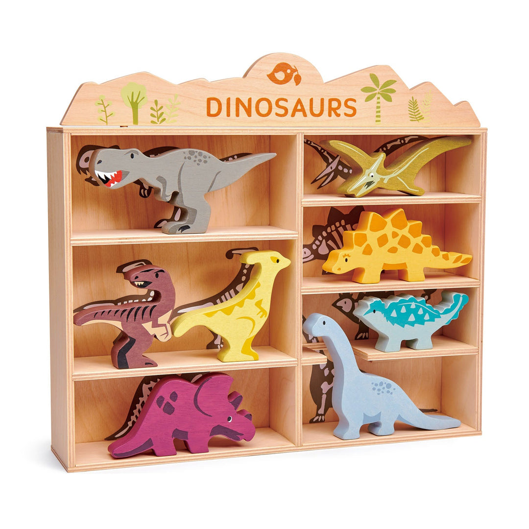 Tender Leaf - Wooden Dinosaur Figures and Display Case - Bella Luna Toys