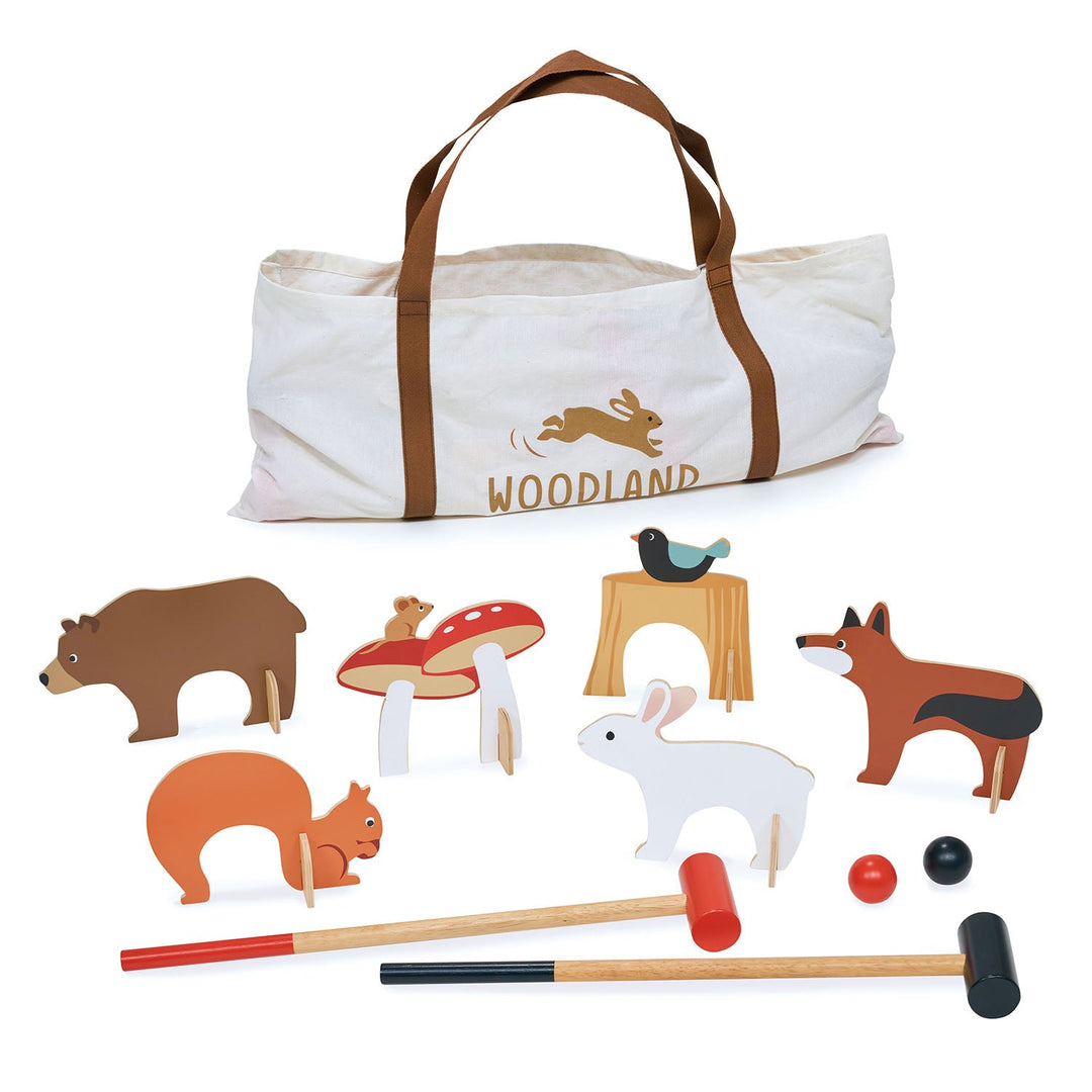 Tender Leaf Toys Woodland Indoor Wooden Croquet Set with carrying bag