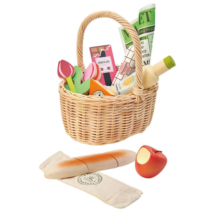 Tender Leaf Toys Wicker Shopping Basket- Wooden Toys- Bella Luna Toys