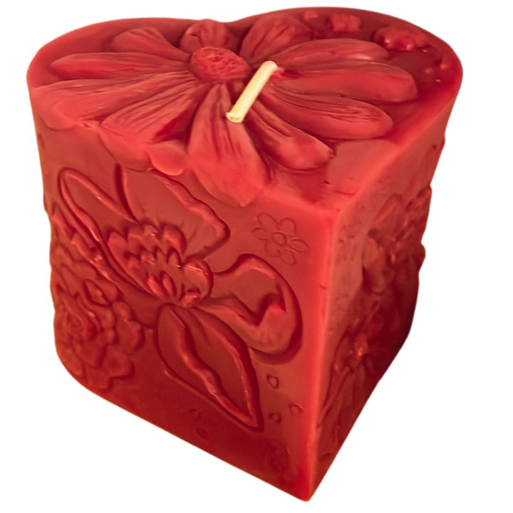 Red Beeswax Heart Candle, Pillar, Valentines Day - Bella Luna Toys