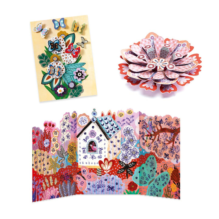 3 crafts from Djeco Multi-Activity Flower Creativity Kit