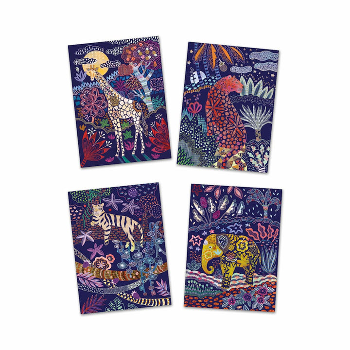 4 different designs from Djeco Lush Nature Scratch Cards