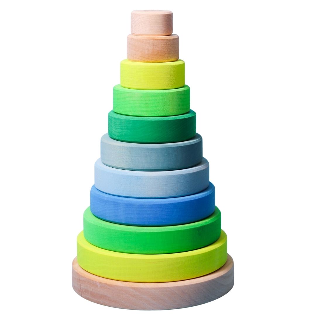 Grimms Conical Tower Neon Green- Stacking and Sorting Toys- Bella Luna Toys