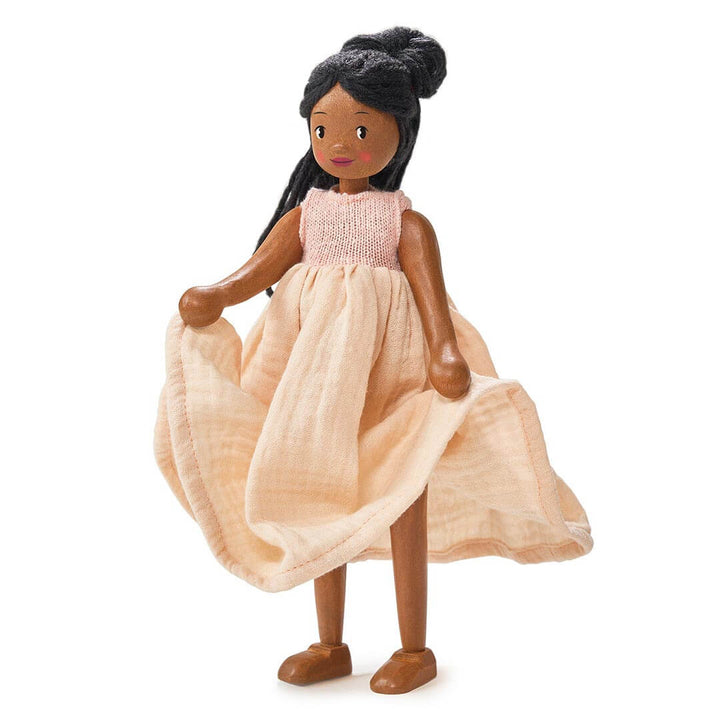 Tender Leaf Toys Lola Wooden Doll with wavy fabric skirt