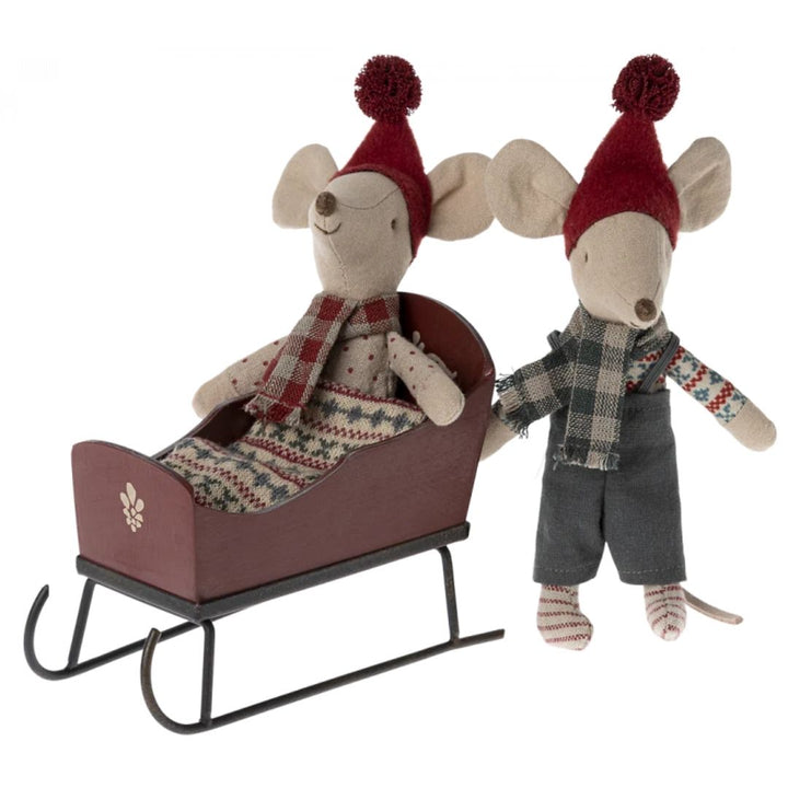 Maileg Red Mouse Sleigh- Dollhouse Furniture- Bella Luna Toys
