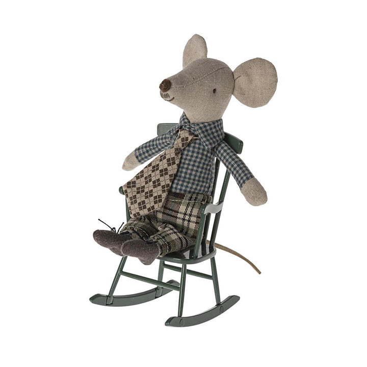 Maileg Rocking Chair in green with mouse
