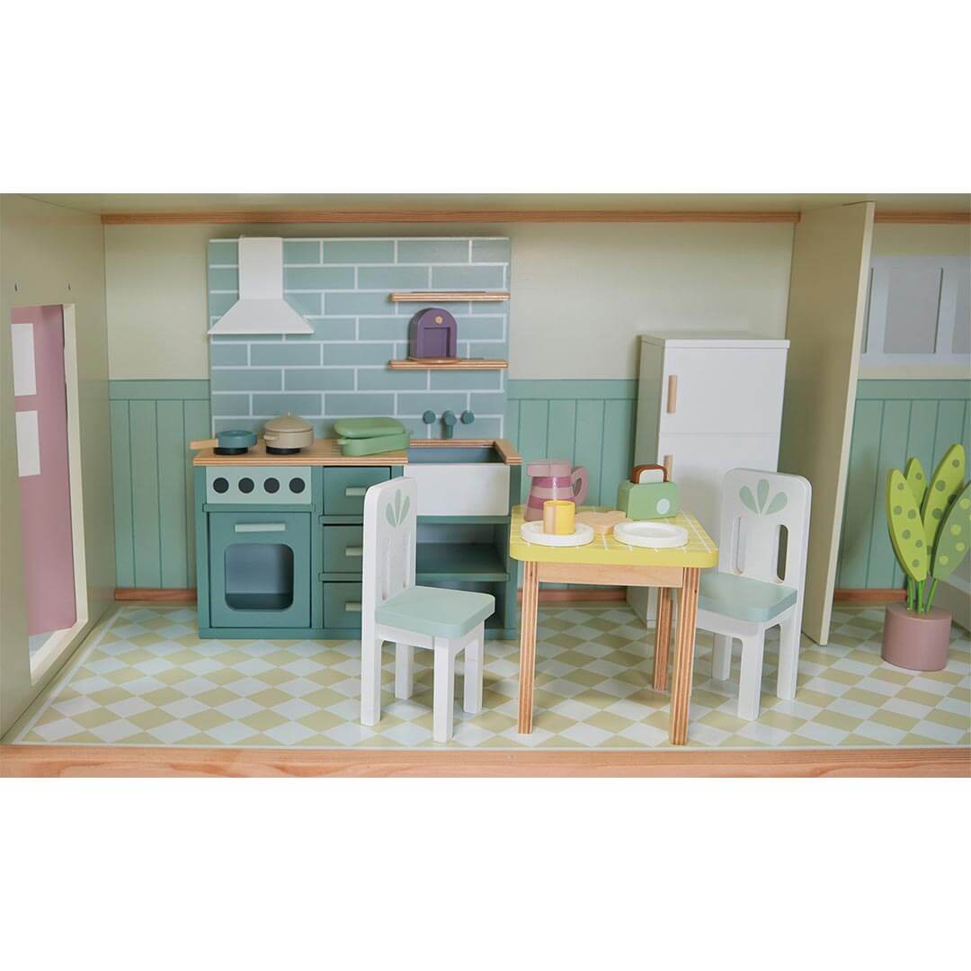 Kitchen in Tender Leaf Toys Mulberry Mansion Wooden Dollhouse