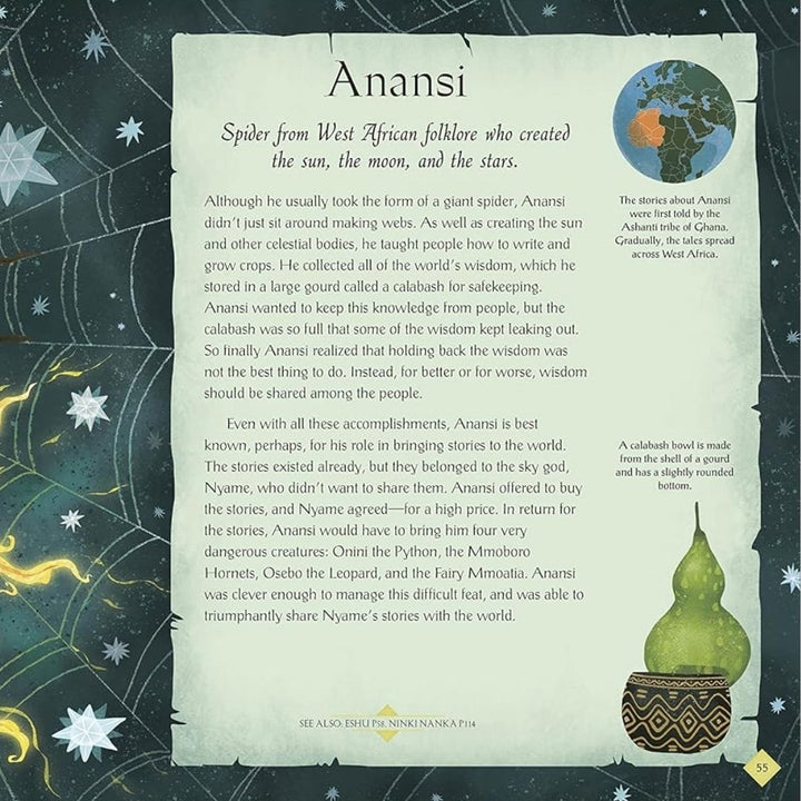 Penguin Random House The Book of Mythical Beasts and Magical Creatures Anansi illustration- Bella Luna Toys