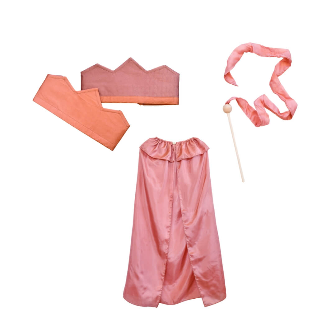 Sarah's Silks Rosehip Magical Silk Dress Up Set with reversible crown, cape, and mini streamer