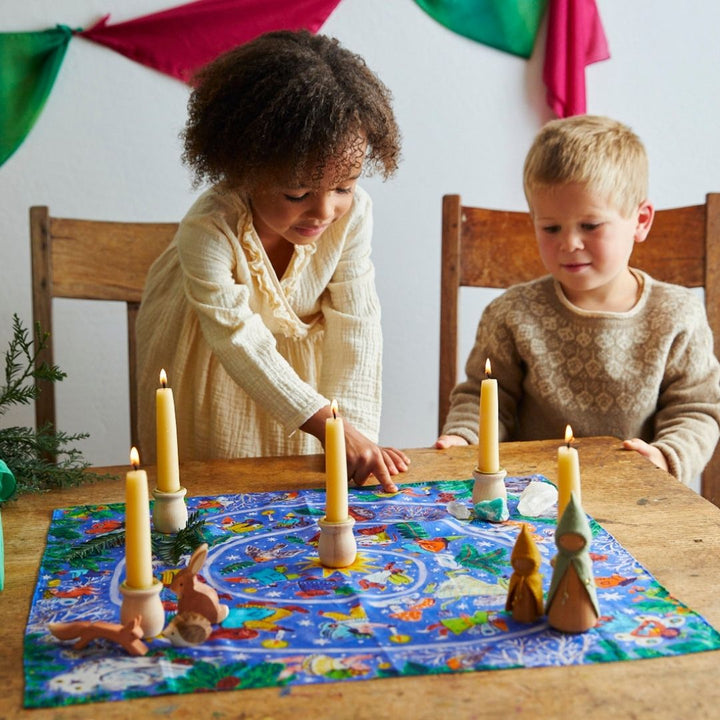 Sarahs Silks Advent Mini Silk-Children playing with Winter Table- Bella Luna Toys
