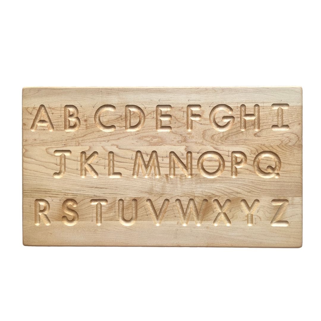 Alphabet tracing board, Natural wood, D'Nealian font alphabet tracing –  MirusToys