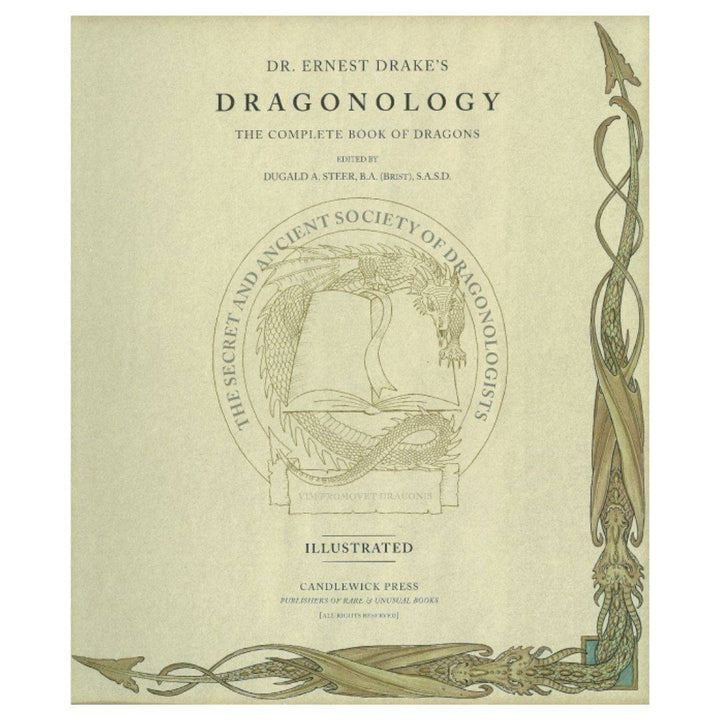 a page from the book with a dragon wrapped around a book and the text: The Secret and Ancient Society of Dragonologists