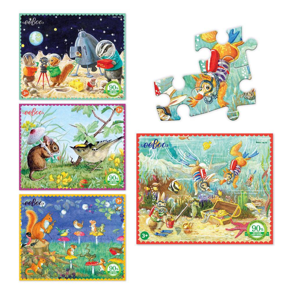 eeBoo Set of 4 Mini Puzzles - Bella Luna Toys