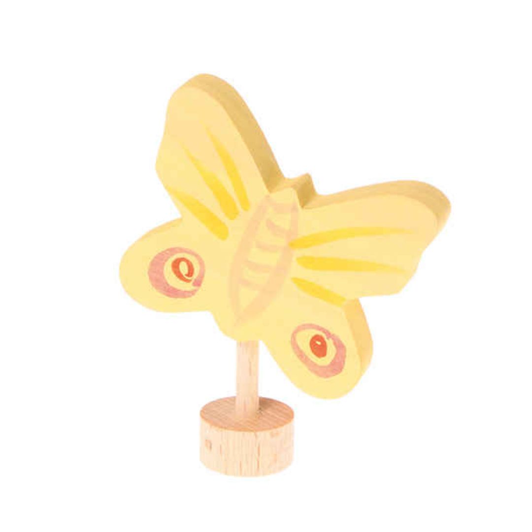Grimm's Spiel & Holz wooden birthday ring ornament- yellow butterfly- Bella Luna Toys