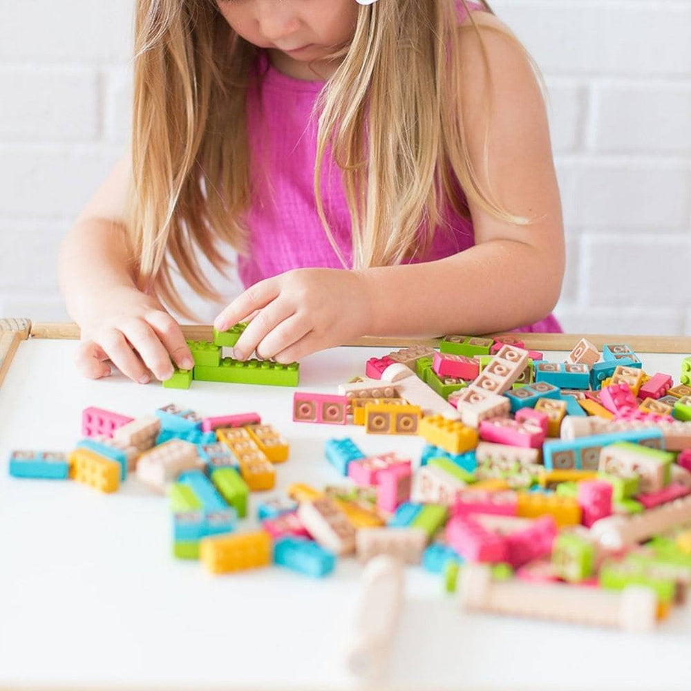 Eco-Bricks Color - Natural Wooden Blocks - Bella Luna Toys