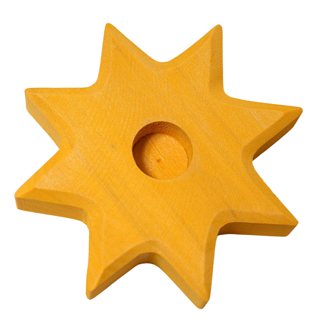 Grimm's Yellow Star Wooden Candle Holder