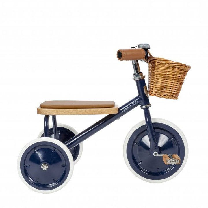 Banwood Modern Tricycle with wicker basket - Navy Blue | Bella Luna Toys