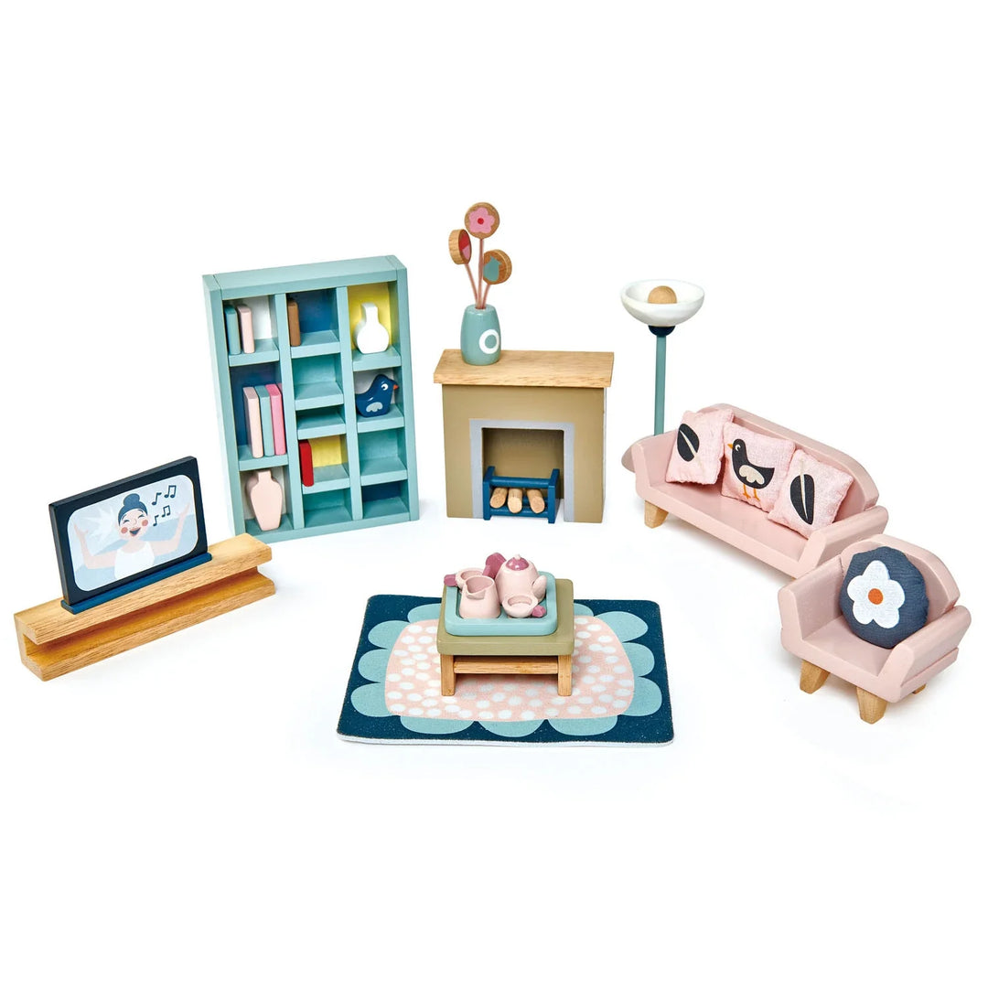 Tender Leaf Toys - Dovetail Wooden Dollhouse Living Room Set - Bella Luna Toys