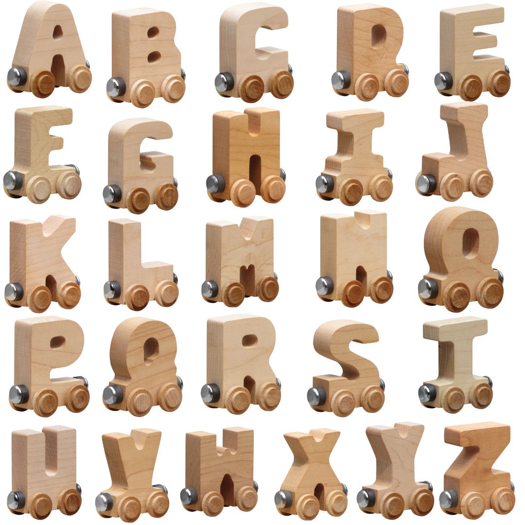 Natural Wooden Alphabet Letter Blocks for Toddlers and Kids