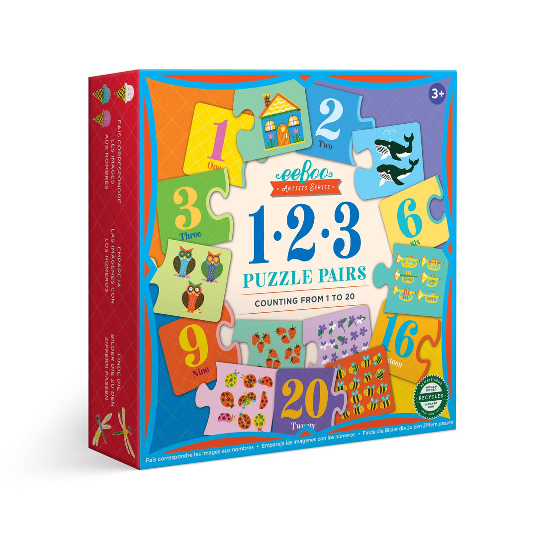 eeBoo - 1-2-3 Puzzle Pairs (20 pairs) - Bella Luna Toys