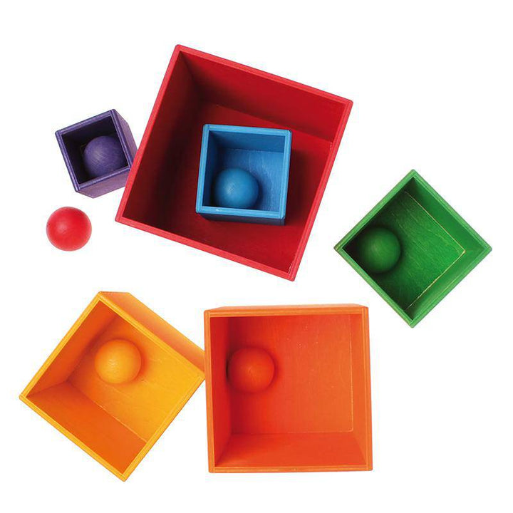Rainbow Marbles in Boxes - Grimm's Spiel & Holz - Bella Luna Toys