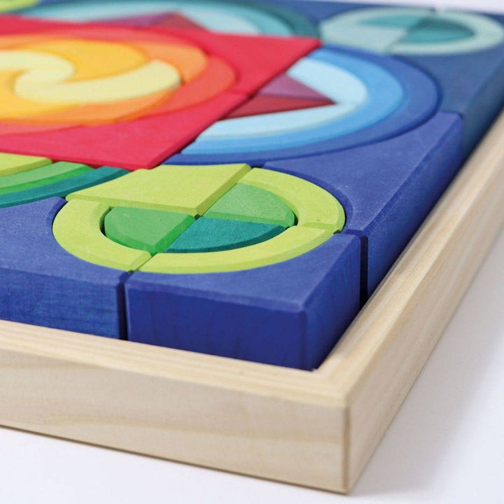 a close-up of the Grimm's Wooden Building Blocks Set - Arcs in Squares