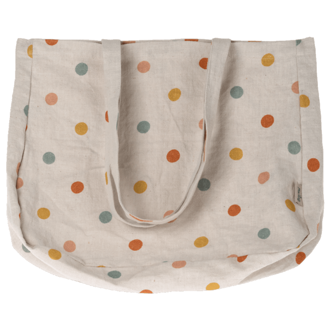 Maileg Multi Dots Linen Tote Bag - Small - Lunch Boxes & Totes -  Bella Luna Toys