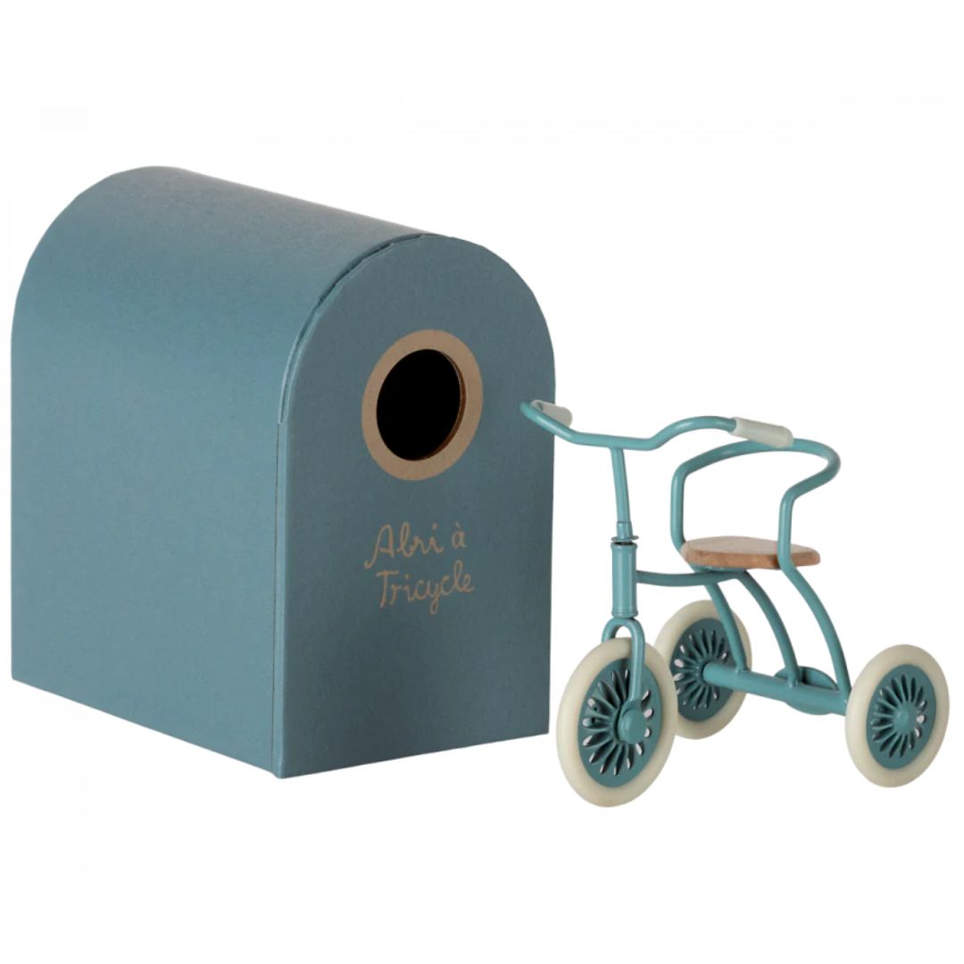 Maileg Petrol Blue Tricycle with Cabana- Dollhouse accessories- Bella Luna Toys