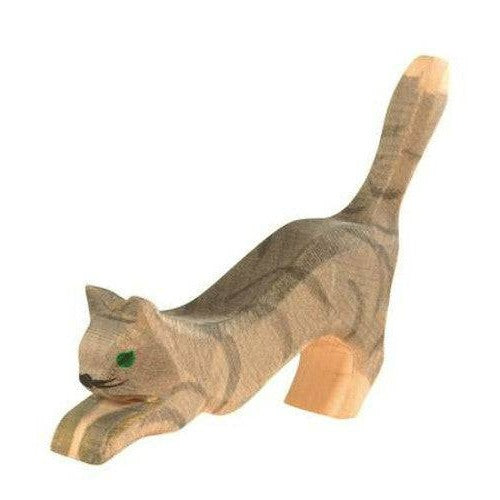 Ostheimer Cat, Gray Striped, Jumping 11402-wooden figure-Bella Luna Toys