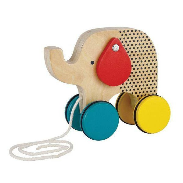 Petit Collage - Jumping Jumbo - Wooden Elephant Pull Toy - Bella Luna Toys