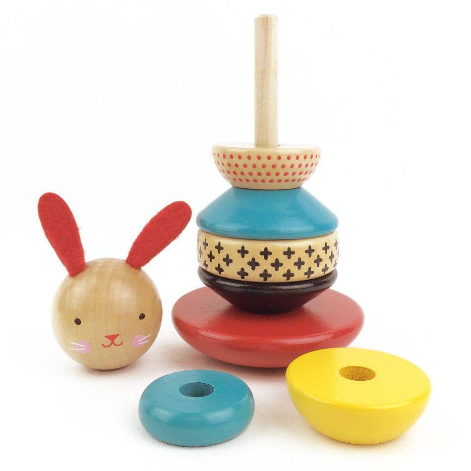 Petit Collage - Modern Bunny Wooden Stacking Toy - Bella Luna Toys
