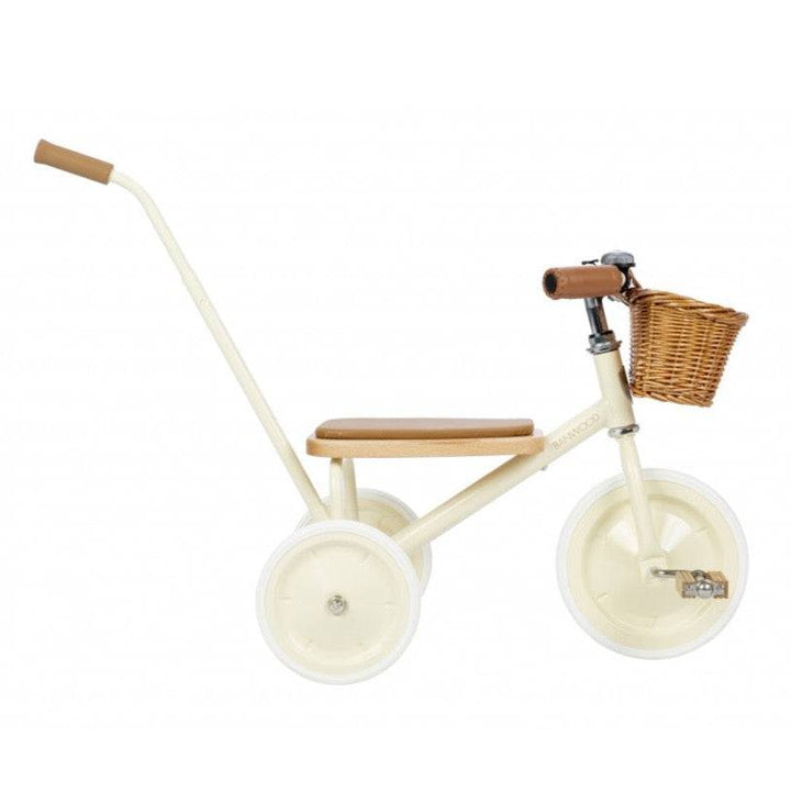 Banwood Tricycle | Cream | Removable Push-Along bar in back | Bella Luna Toys