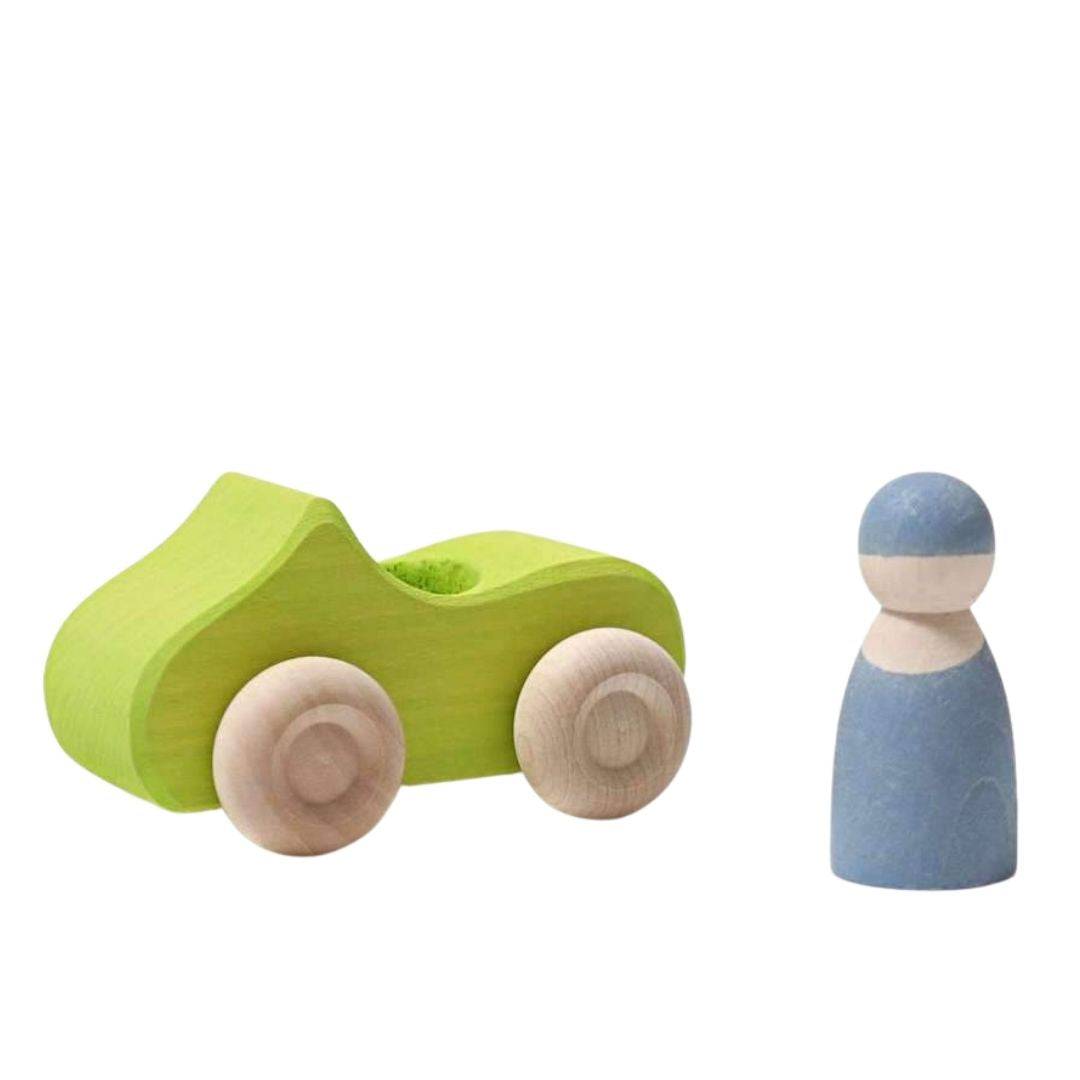 Grimm's Spiel & Holz - Small Green Convertible - Wooden Toy Car - Bella Luna Toys