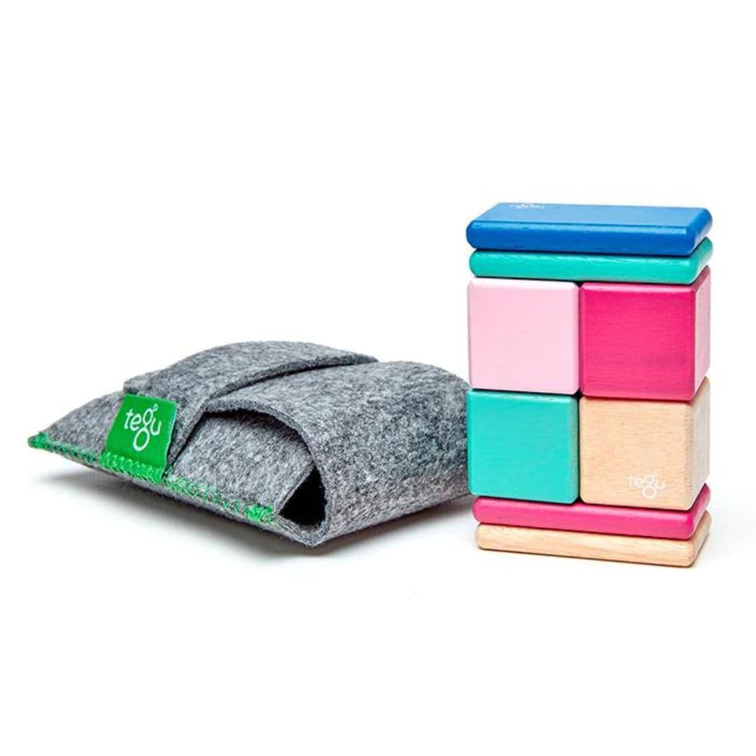 Tegu - Pocket Pouch Wooden Magnetic Blocks - Blossom - Bella Luna Toys