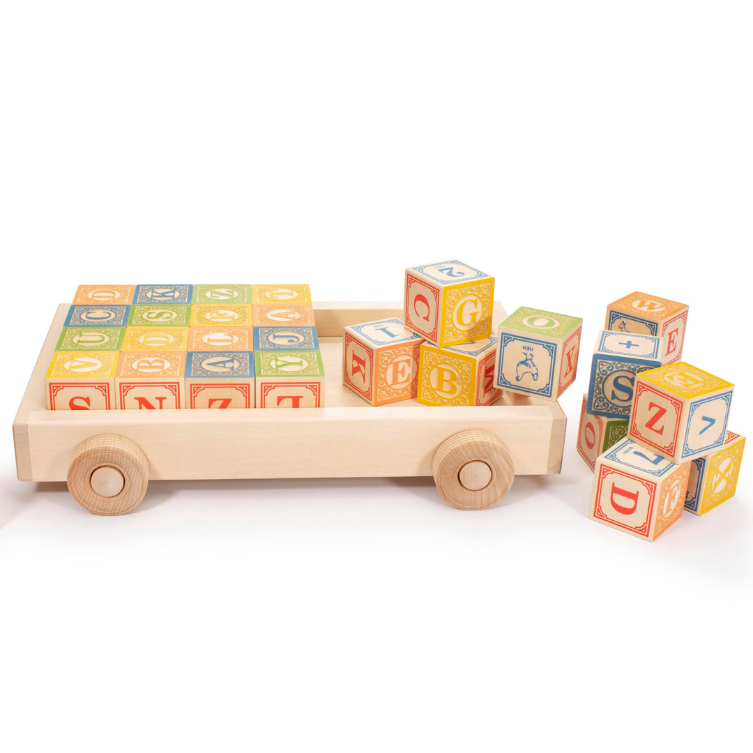 Uncle Goose ABC Blocks with Wagon - Bella Luna Toys