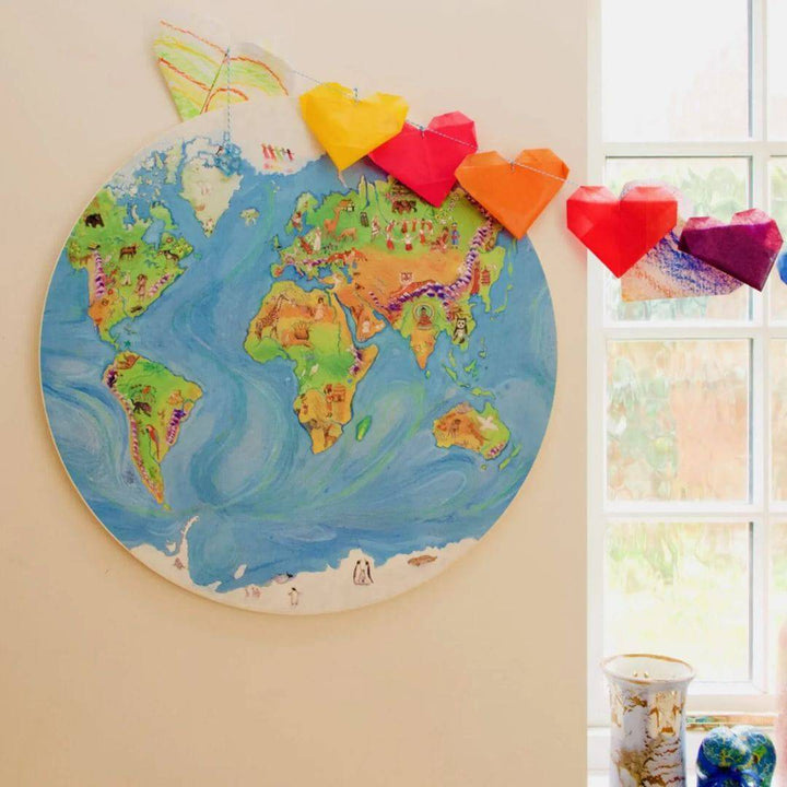 Waldorf Family- Children's world map hanging on wall- Bella Luna Toys