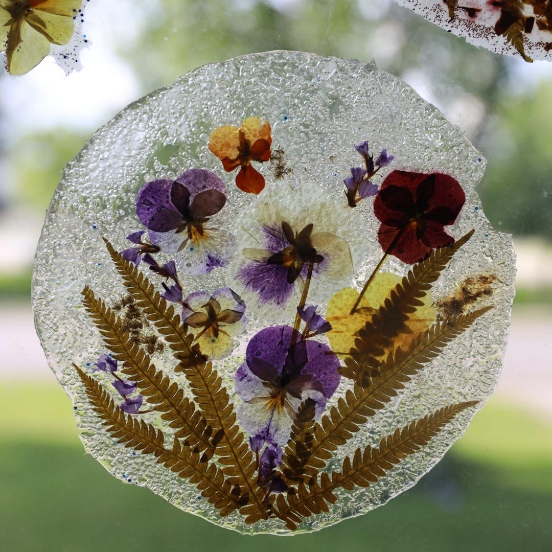 Handmade Sun Catcher with Pressed Flowers 