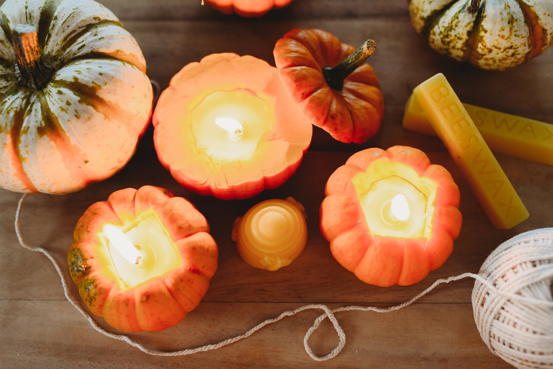 Beeswax pumpkin luminaries fall candle diy