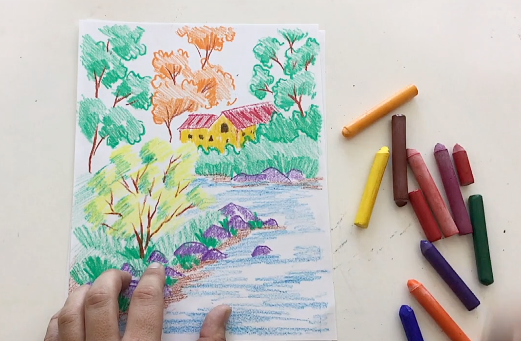 Crayon Landscape Drawing Tutorial from Waldorfish