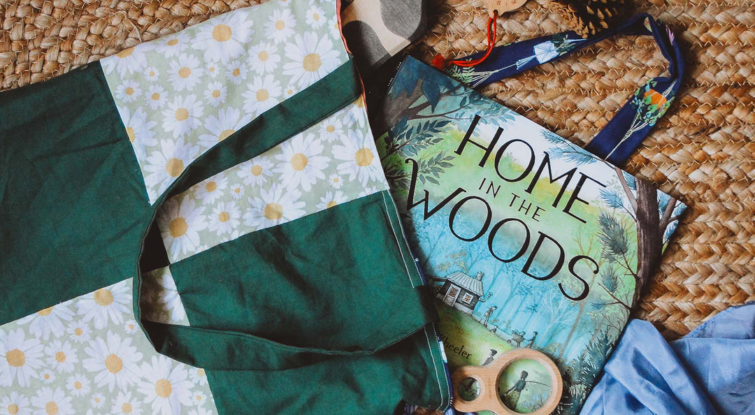 Tote bag craft with a book.