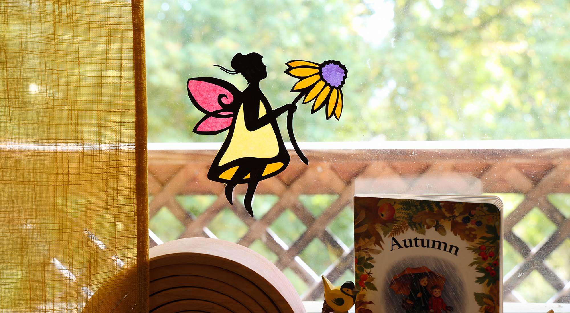 Fall fairy craft for your window transparency.