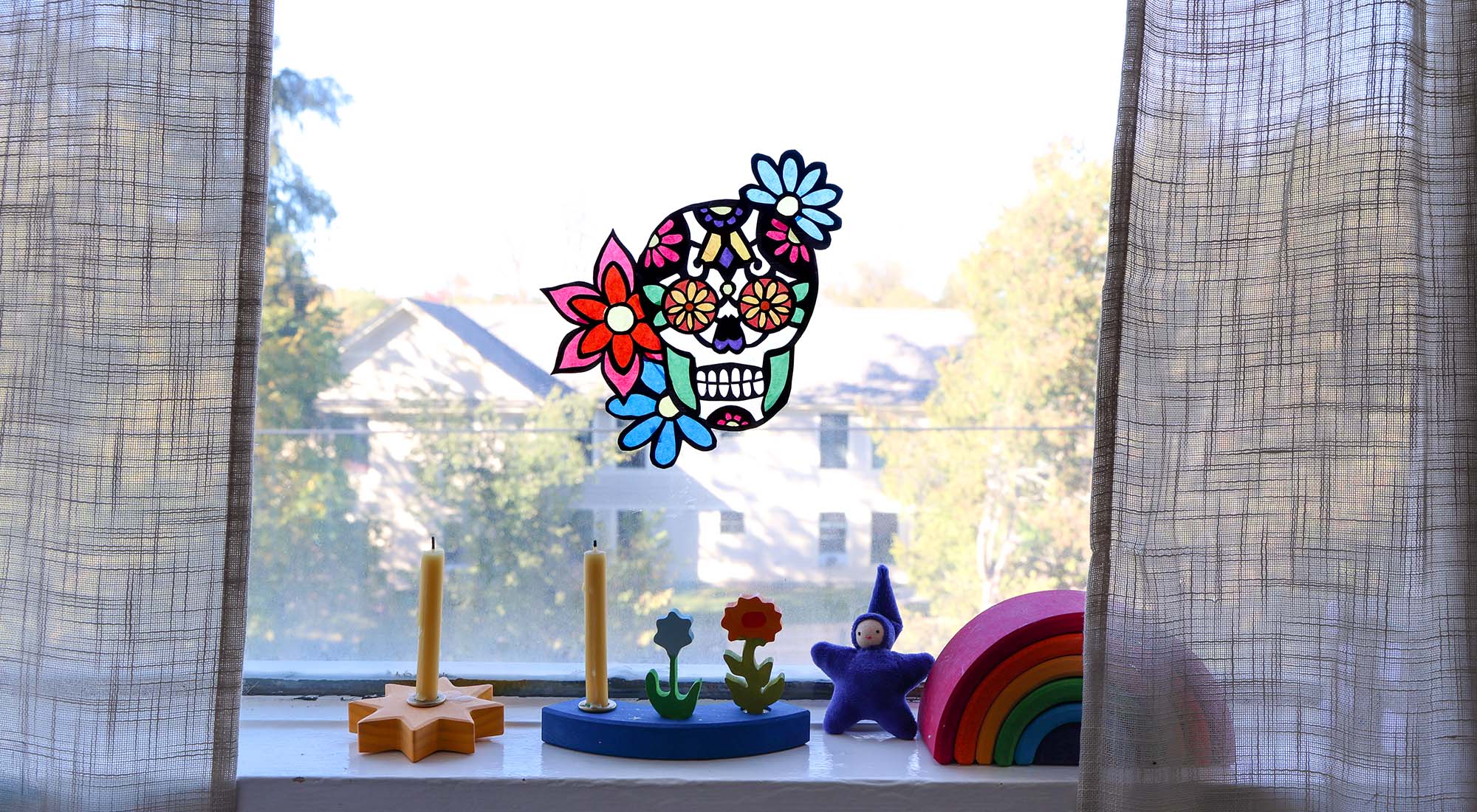 Craft a Día de los Muertos Waldorf Window Transparency