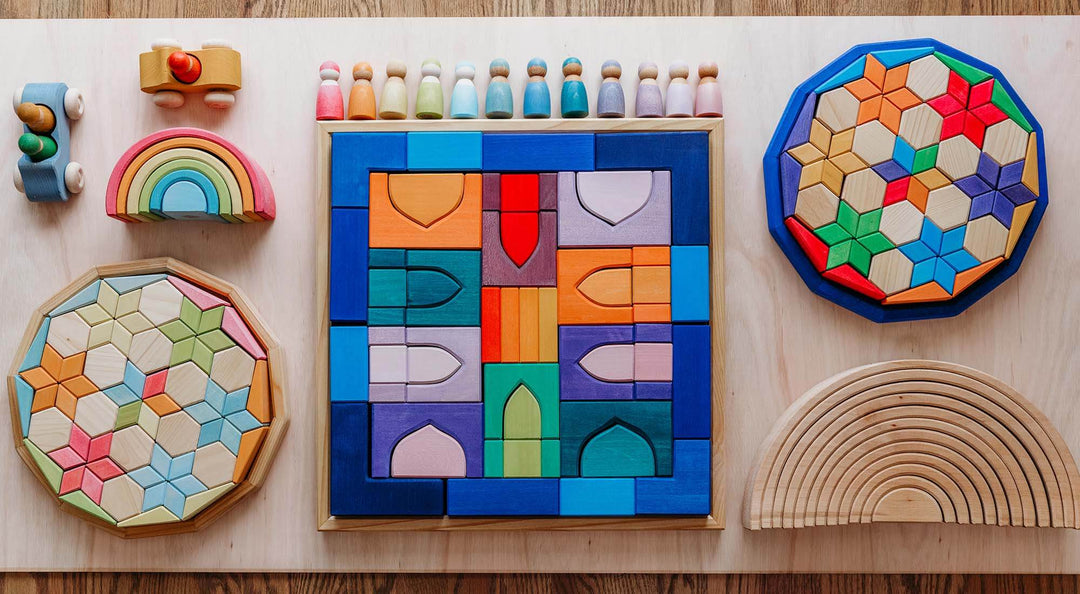 A collection of Waldorf toys.