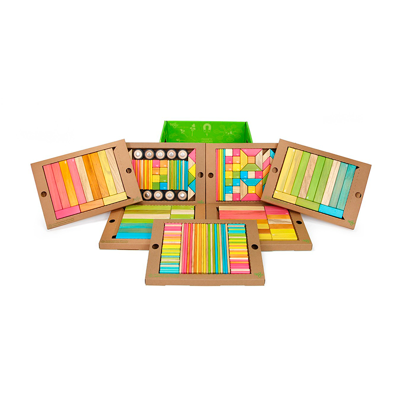 Tegu - 240-Piece Classroom Kit Magnetic Wooden Blocks in brown packaging - Bella Luna Toys