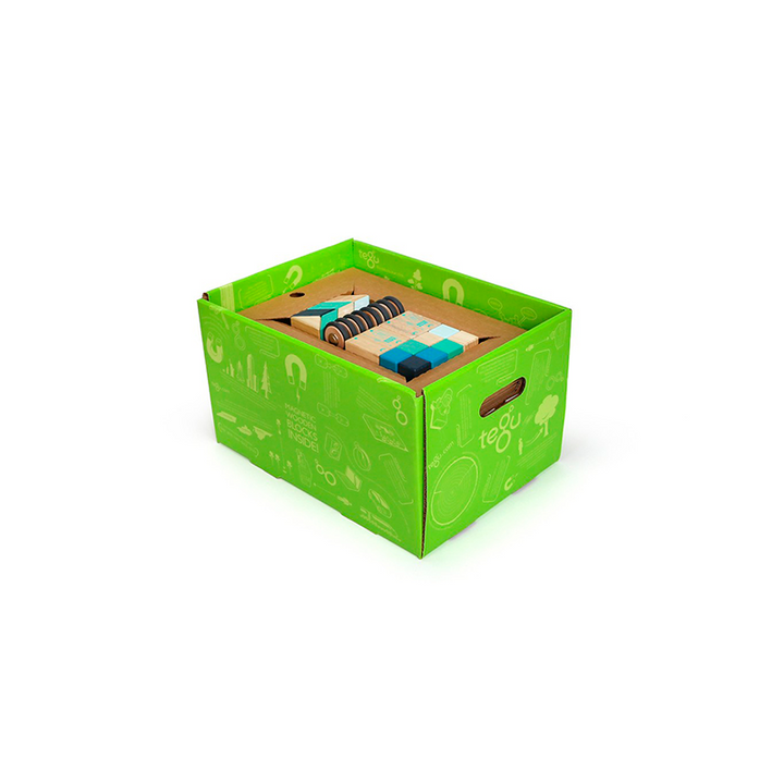 Tegu - 130-Piece Classroom Kit <br>Magnetic Wooden Blocks <br>Bulk Pack - Bella Luna Toys