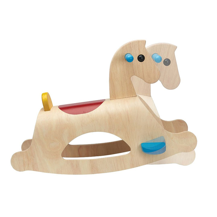 PlanToys - Wooden Palomino Rocking Horse - Bella Luna Toys with rocking motion
